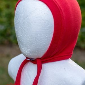 Newborn-Mütze rot/grau