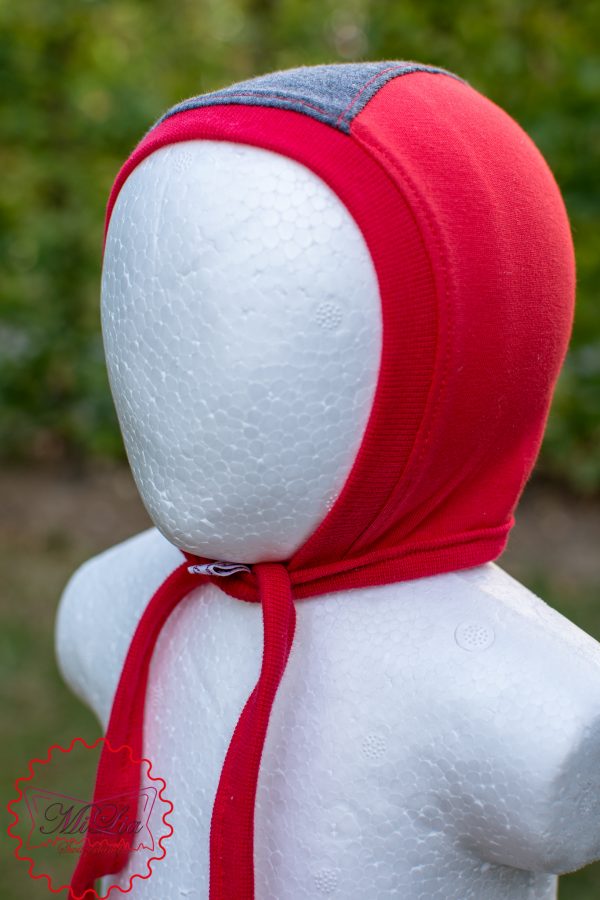 Newborn-Mütze rot/grau