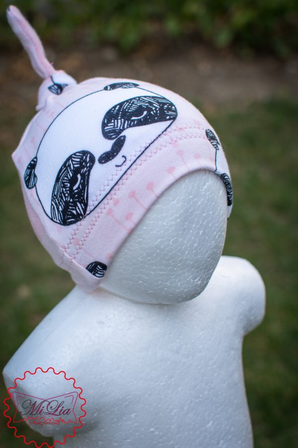 Knotenmütze rosa Panda